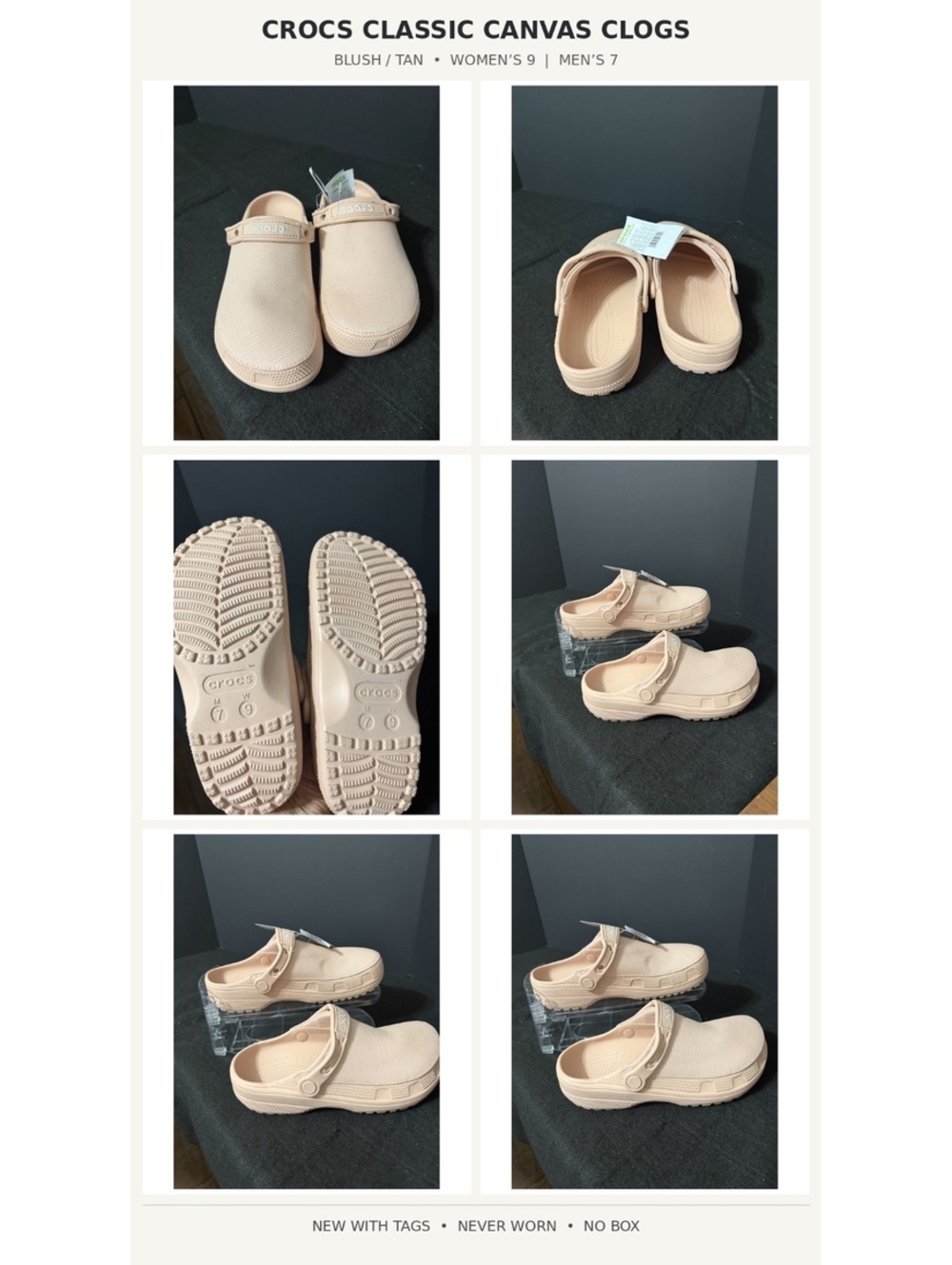 Crocs Classic Crafted Clogs Blush Tan Women's 9-Mens 7 New with Tags
